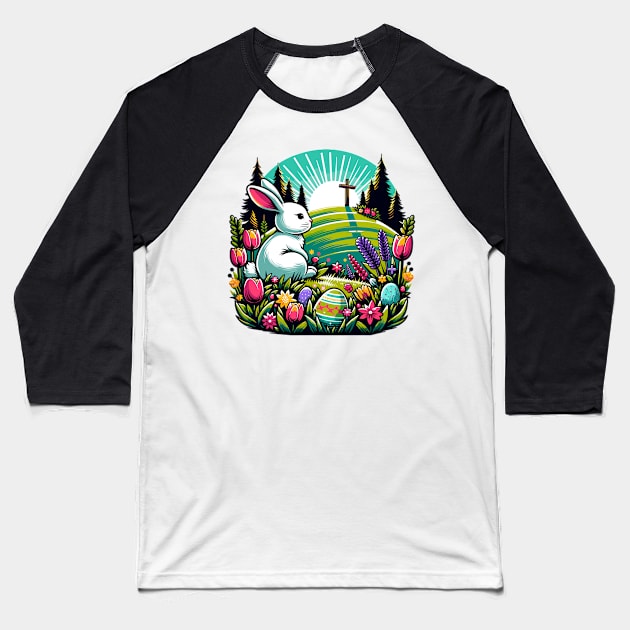 Tranquil Easter Dawn Bunny Baseball T-Shirt by WEARWORLD